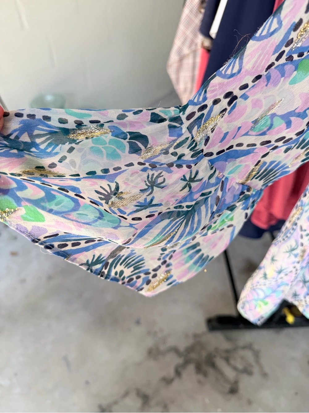 Lilly Pulitzer Tails of the Sea Elenora Silk with Metallic Details Top - Picture 5 of 9
